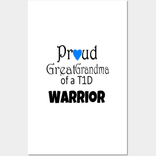 Proud Great Grandma - Black Text - Blue Heart Posters and Art